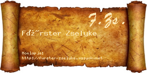 Fürster Zselyke névjegykártya